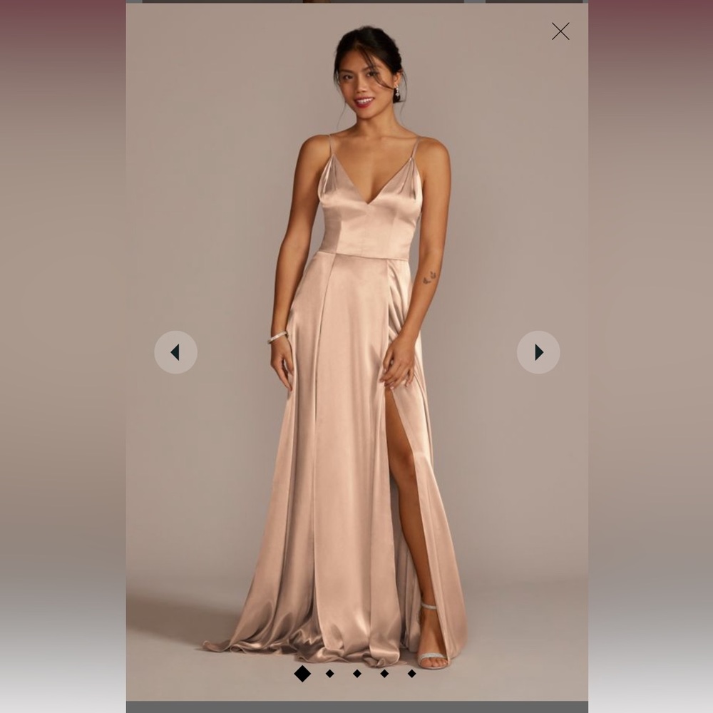 David’s Bridal Galina Signature Charmeuse Deep V-neck A-line Bridesmaid Dress